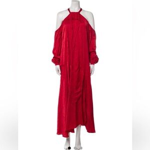 RACIL red damask long sleeve cold shoulder maxi dress size 40 M flawless